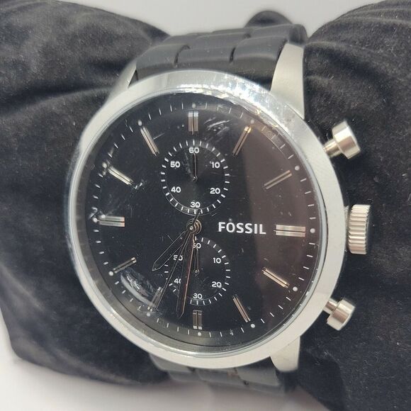 Fossil Townsman FS4866 Men's Black Silicone Analog Dial Quartz Wrist Watch DE495 - Picture 2 of 10